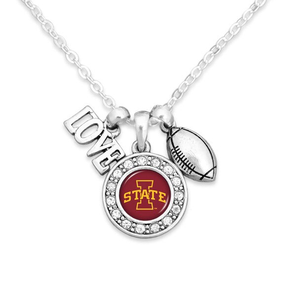 Touchdown I-State Cyclones Silver and Cardinal Necklace